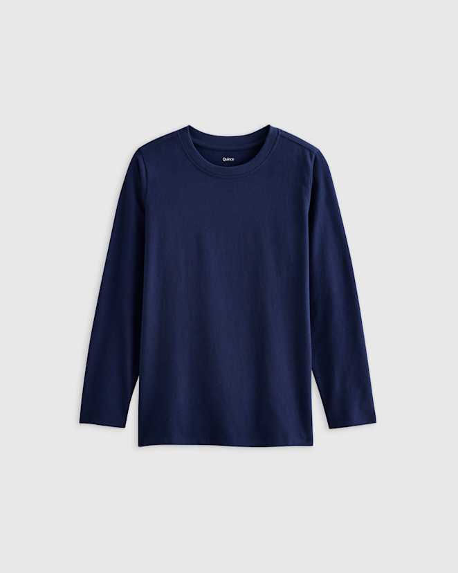 Navy 100% Organic Cotton Jersey Long Sleeve Tee