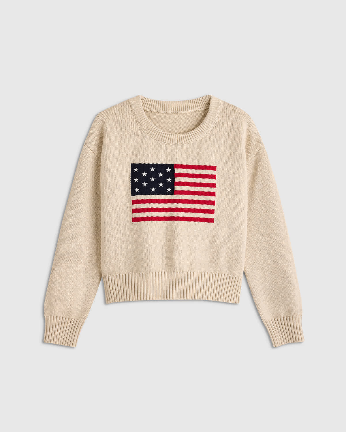 Speckled Beige Kids 100% Organic Cotton Flag Sweater