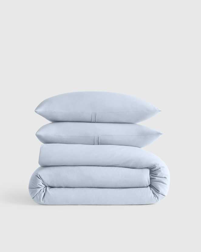 Light Blue Organic Jersey Duvet Cover Set