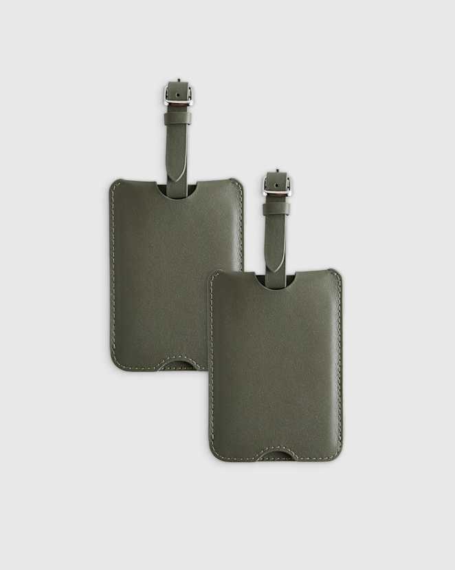 Olive Nappa Leather Luggage Tag (2-Pack)