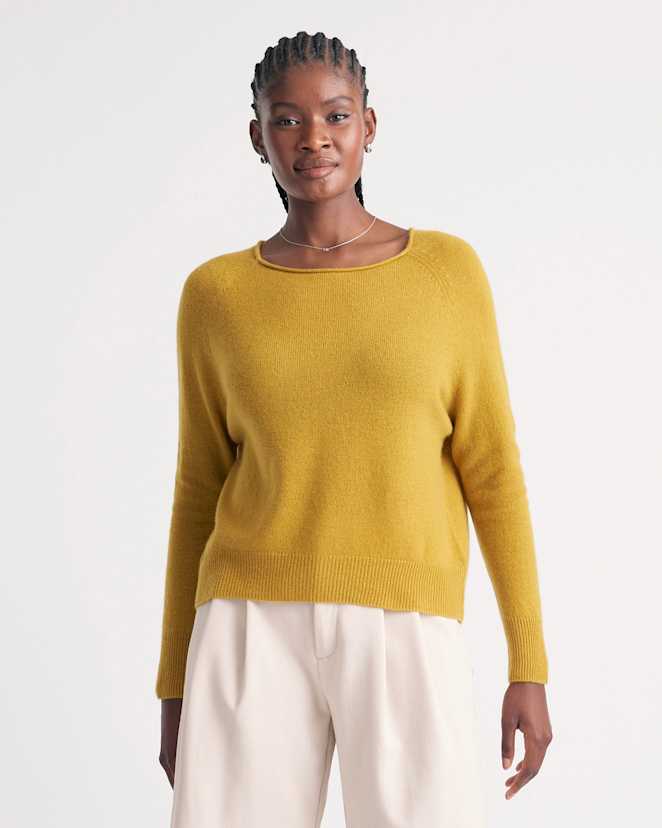 Spicy Mustard Mongolian Spring Cashmere Boatneck Sweater