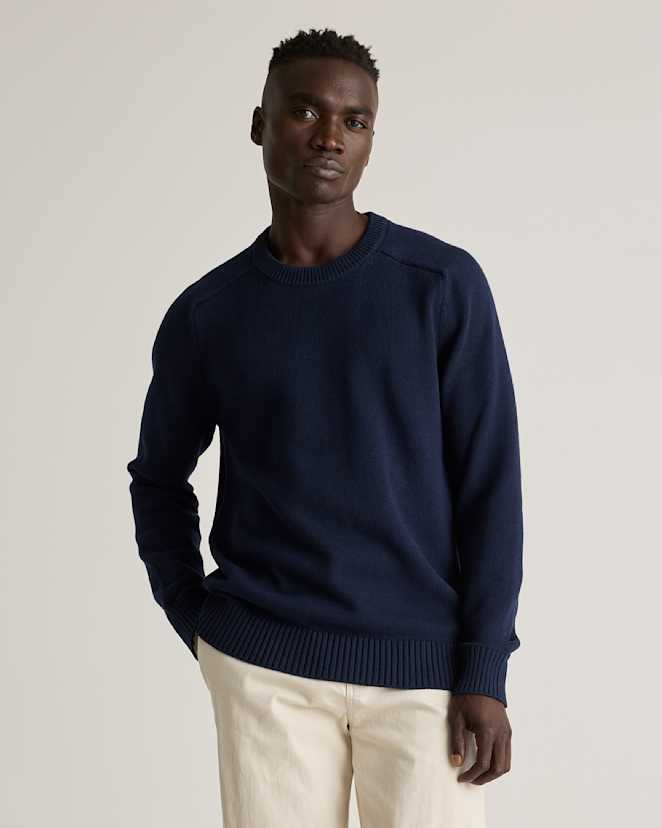 Navy 100% Organic Cotton Crewneck Sweater