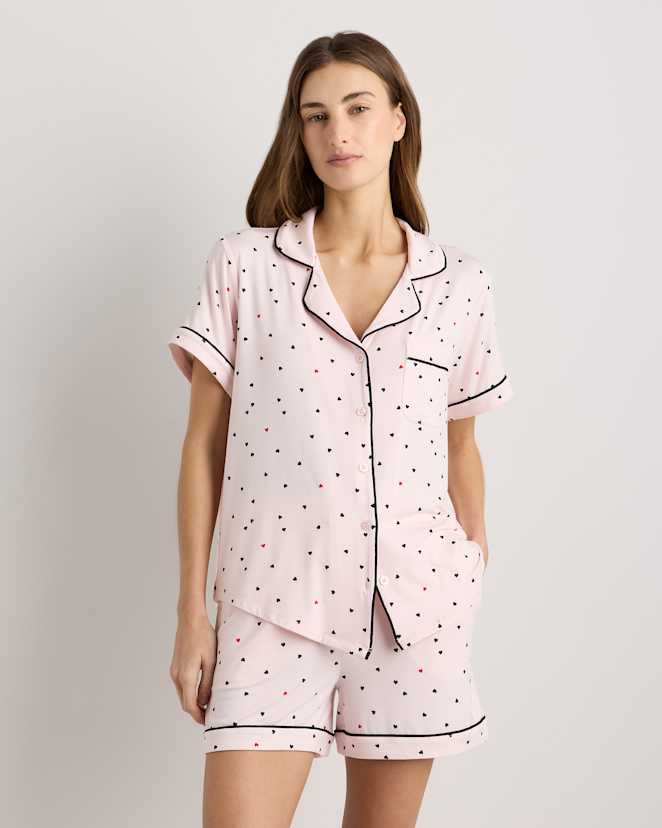 Tiny Hearts Bamboo Jersey Short Sleeve Pajama Set