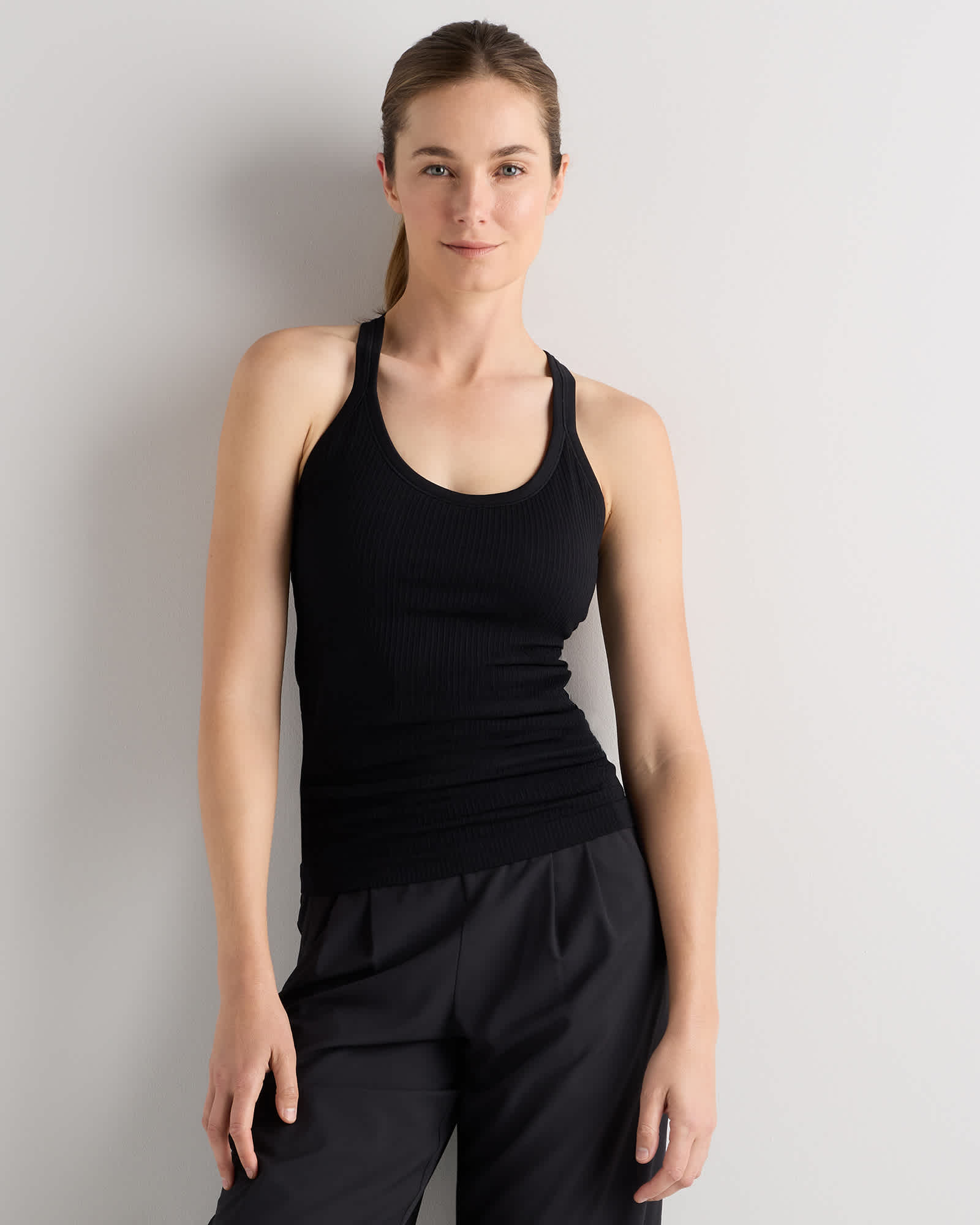 Black Seamless Ribbed Bra Tank