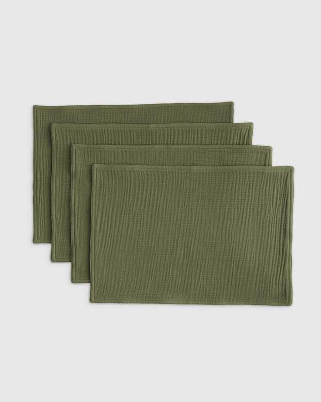 Olive Organic Airy Gauze Placemats