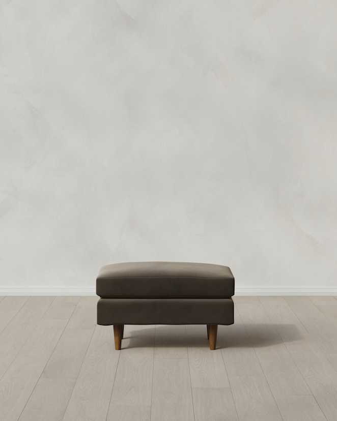 Sable Atlas Midcentury Ottoman in Performance Velvet