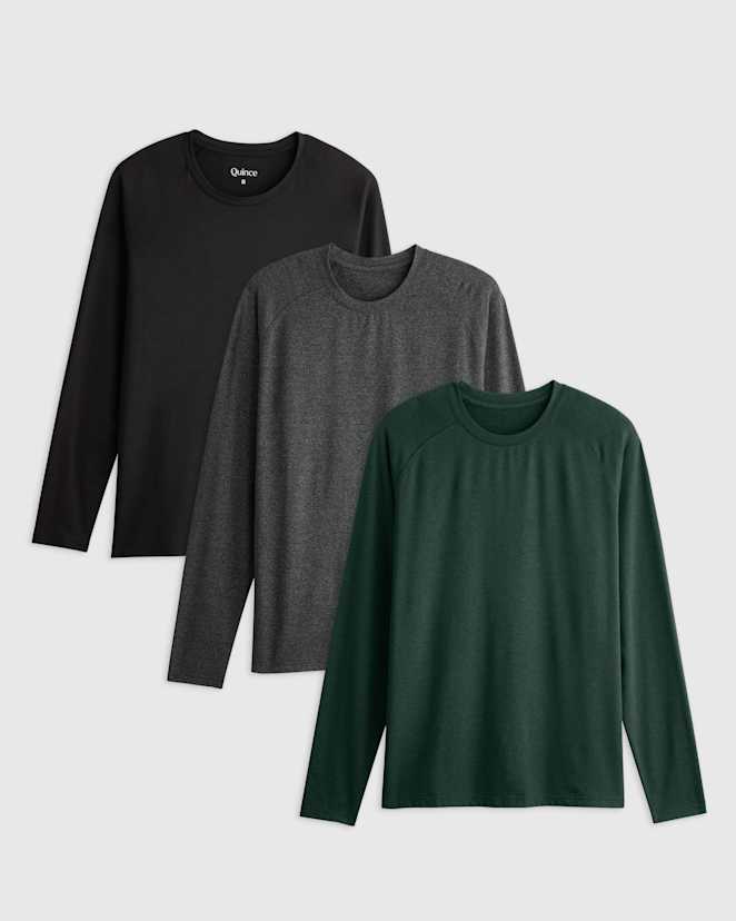 Heather Black Flowknit Breeze Performance Long Sleeve Tee 3 Pack