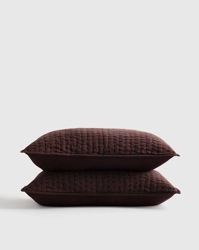 Espresso European Linen Cotton Stitch Sham Set