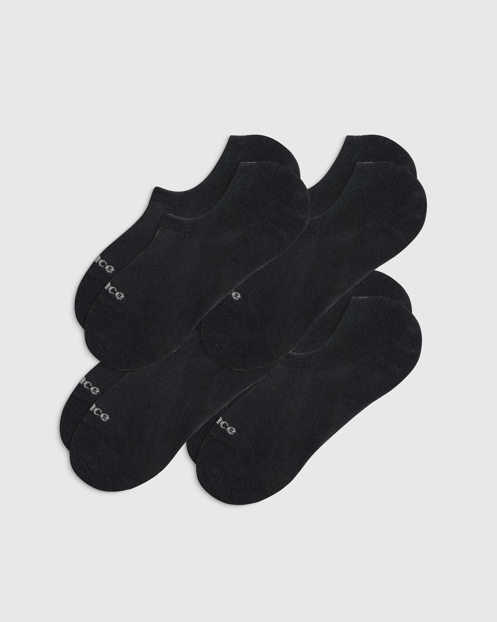 black Everyday Lightweight Cotton No-Show Socks (4-pack)