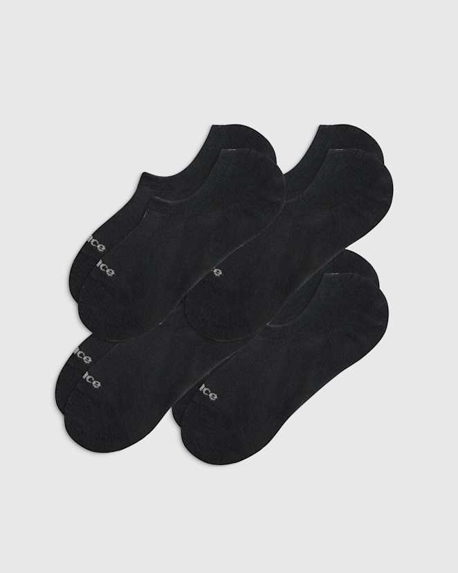 Black Everyday Lightweight Cotton No-Show Socks (4-pack)