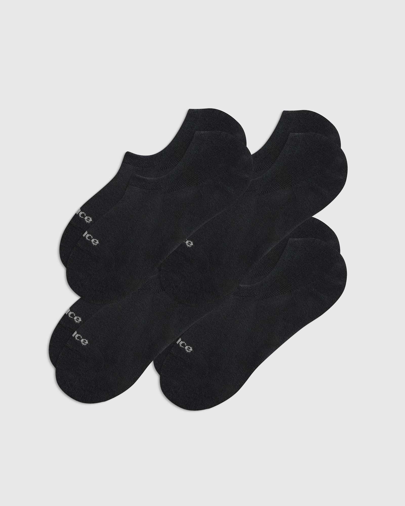 black Everyday Lightweight Cotton No-Show Socks (4-pack)