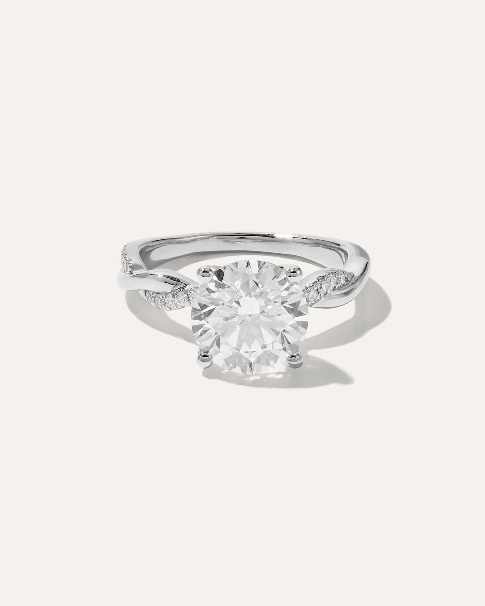platinum Lab Grown Diamond Round Twisted Engagement Ring - 3ct