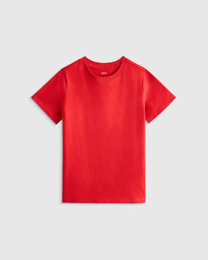 Red 100% Organic Cotton Jersey Short Sleeve Tee
