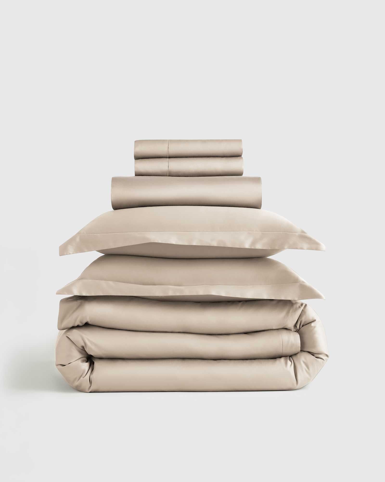 Sand Giza Egyptian Cotton Sateen Deluxe Bedding Bundle