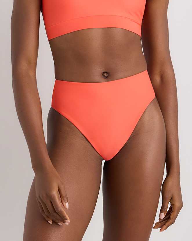 Sunset Orange Italian High-Rise High-Leg Bikini Bottom
