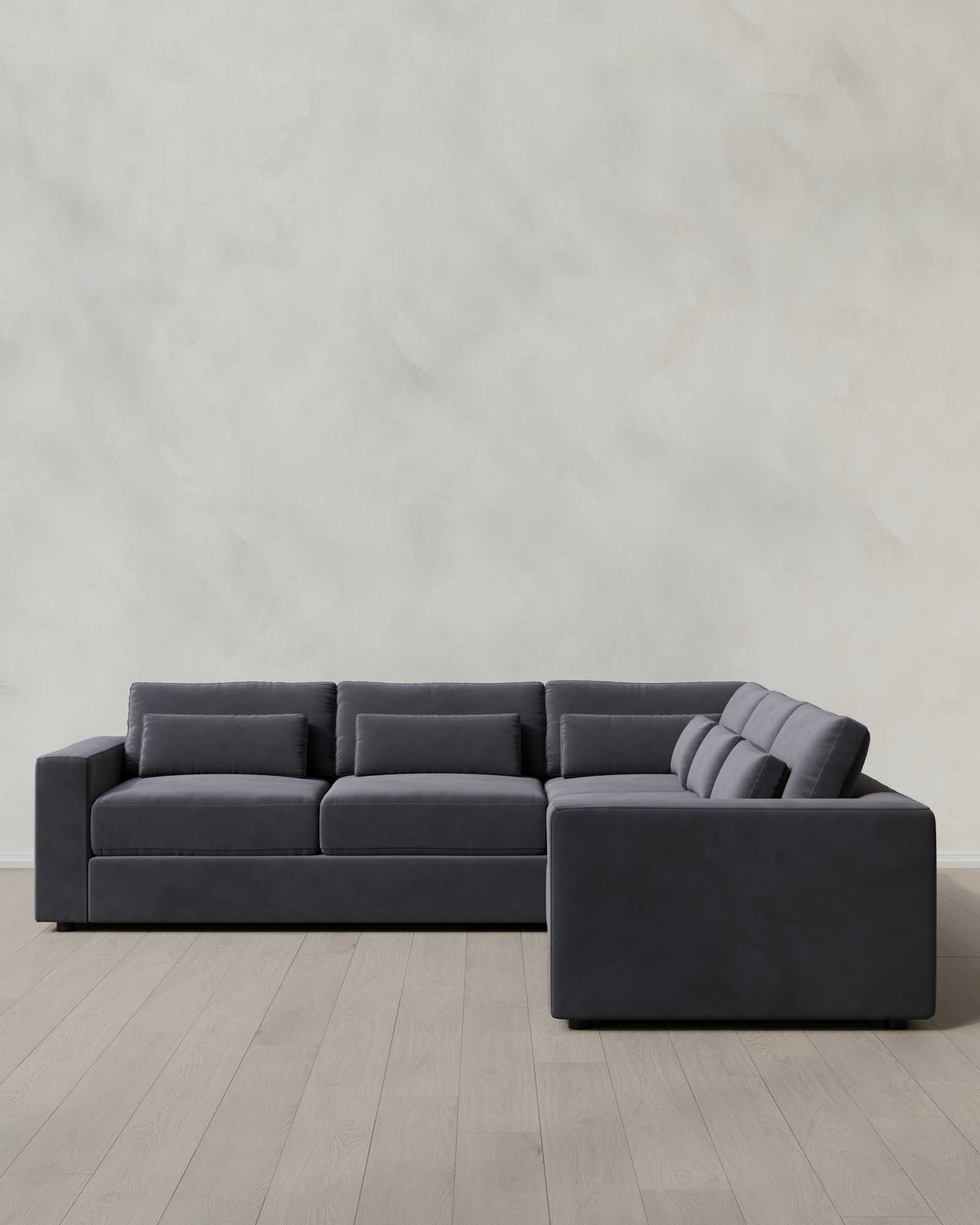 Gunmetal Ashford Deep Seat L Sectional in Performance Velvet
