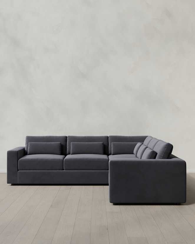 Gunmetal Ashford Deep Seat L Sectional in Performance Velvet
