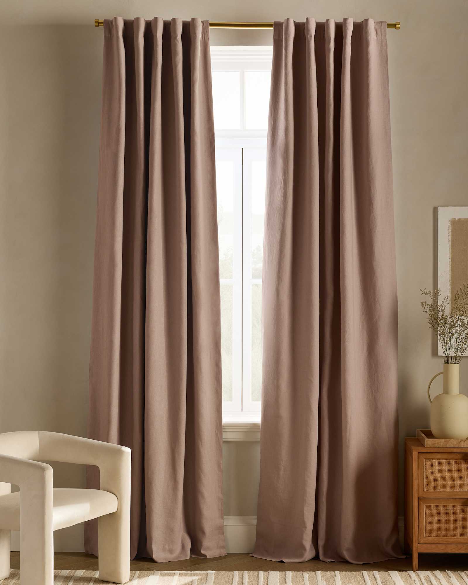 rose-quartz European Linen Room Darkening Curtain