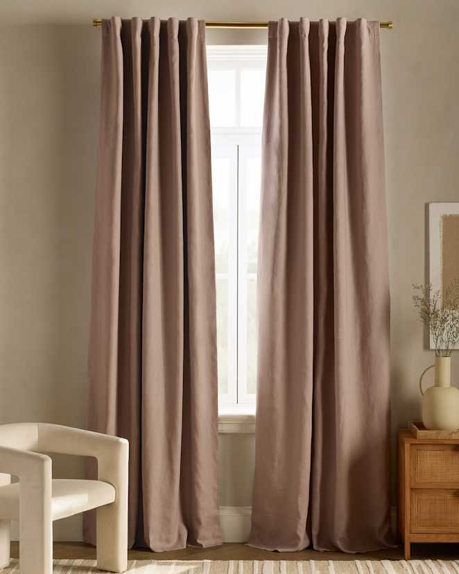 Rose Quartz European Linen Room Darkening Curtain