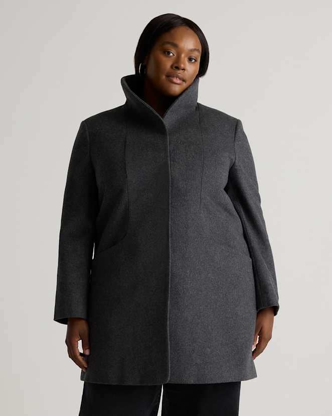Heather Charcoal Italian Wool Cocoon Coat