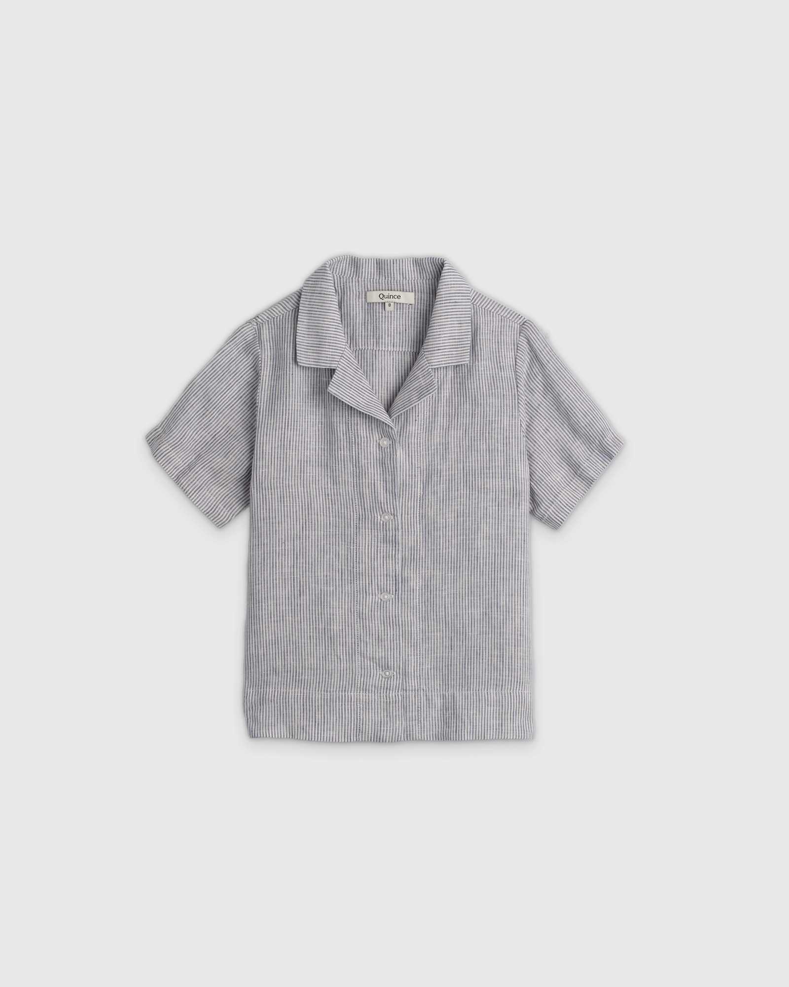 martini-olive 100% European Linen Short Sleeve Camp Shirt