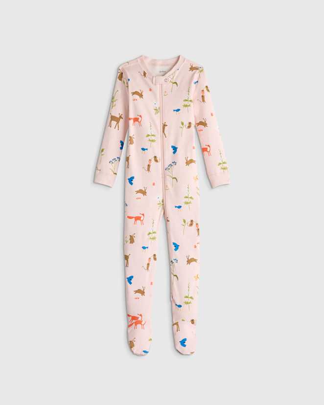 Woodland Floral 100% Organic Cotton Footie Pajama