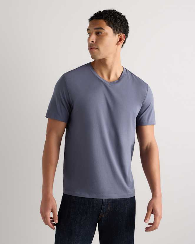 Faded Indigo 100% Pima Cotton Luxe Touch V-Neck Tee