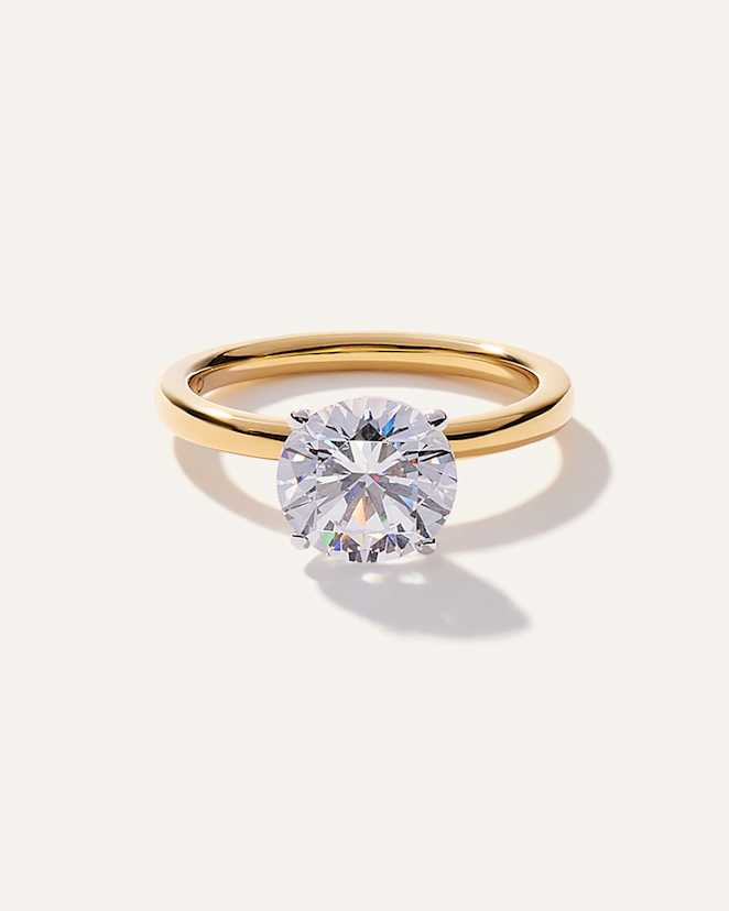Yellow Gold Lab Grown Diamond Round Comfort Fit Engagement Ring - 2ct