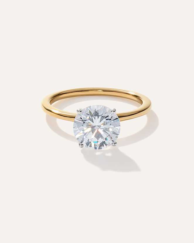 Yellow Gold Lab Grown Diamond Round Petite Classic Engagement Ring - 2ct