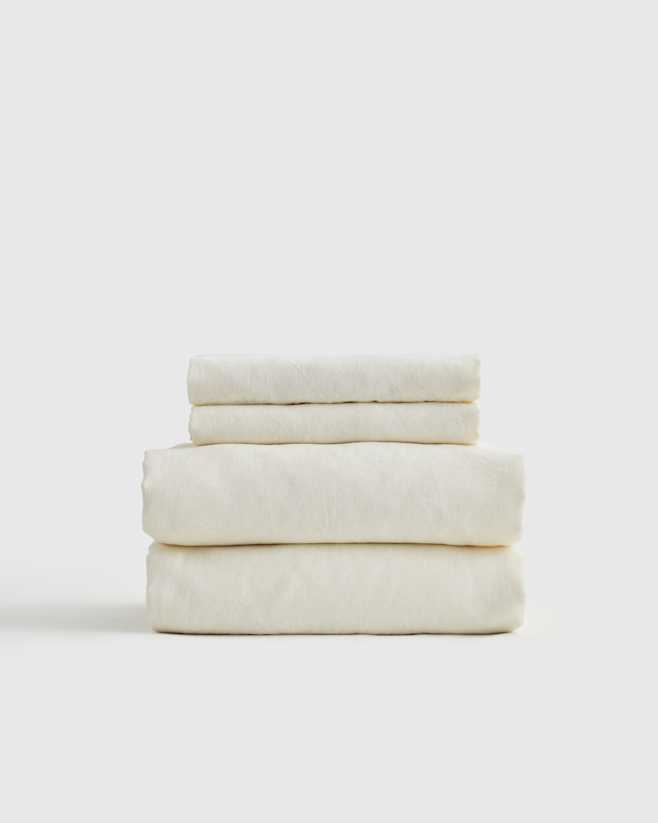 Ivory Organic Brushed Cotton Sheet Set