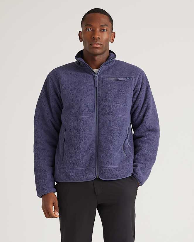 Navy Sherpa Full Zip Jacket