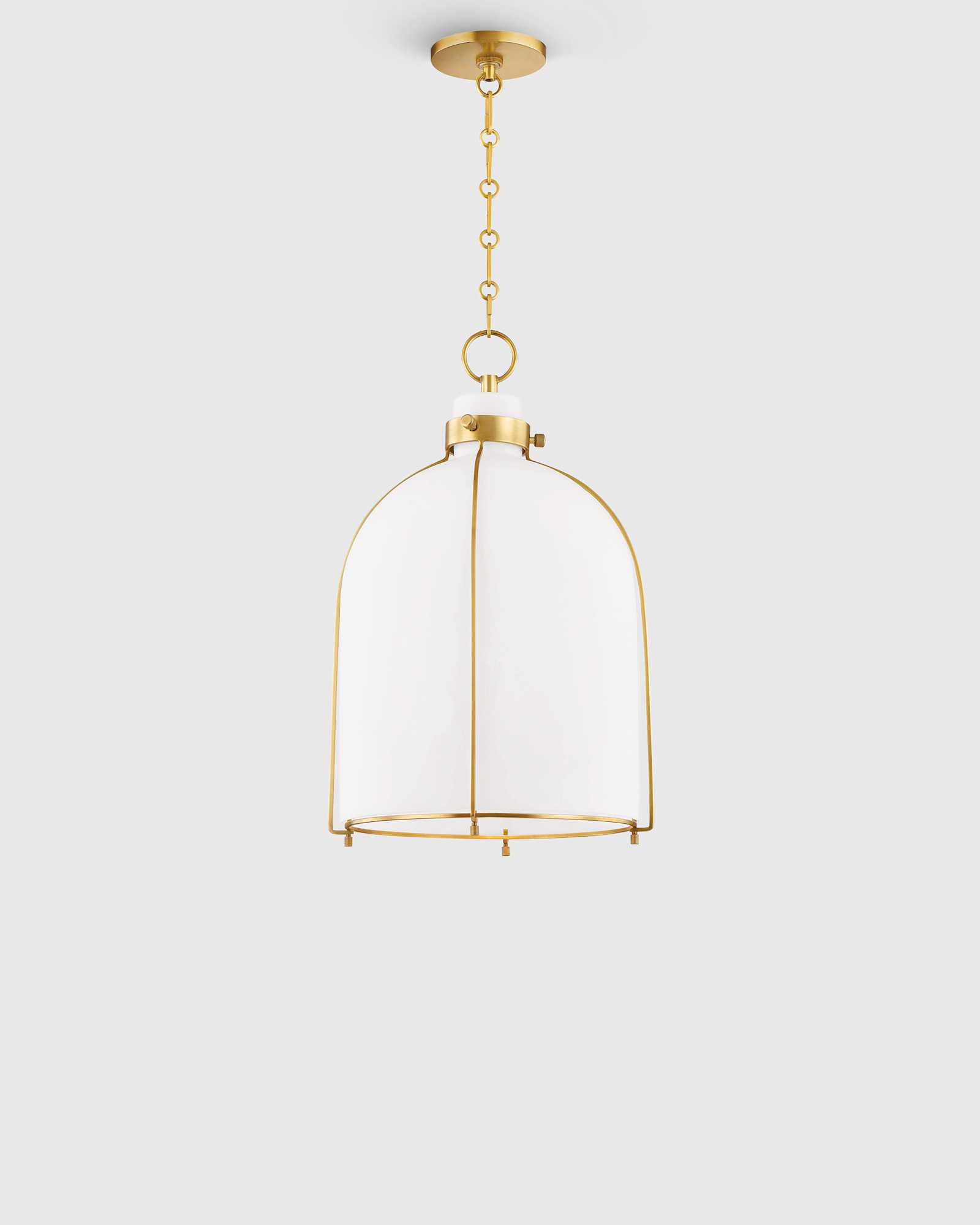 Glass and Metal brass bell pendant Brass Iron and Opal Glass Bell Pendant Light