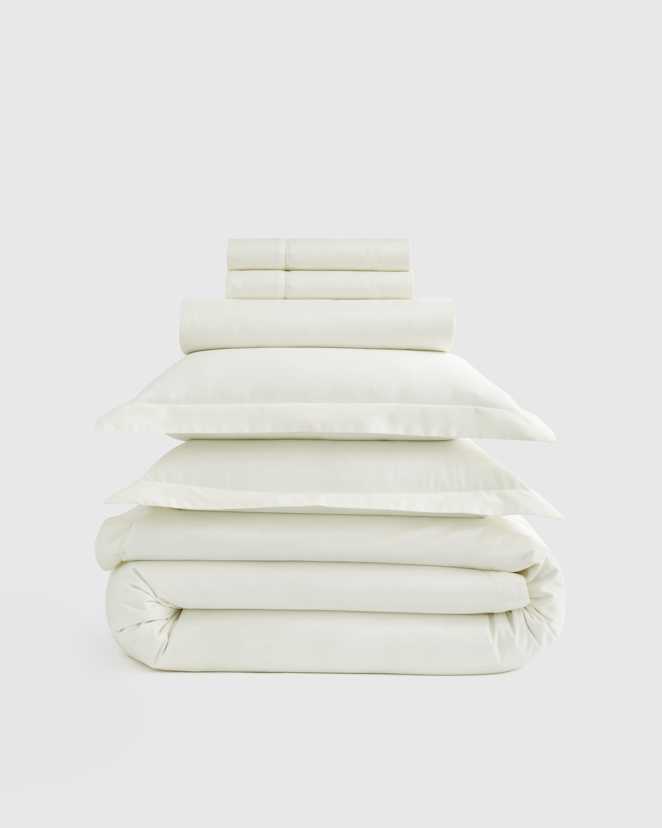 Ivory Giza Egyptian Cotton Sateen Deluxe Bedding Bundle