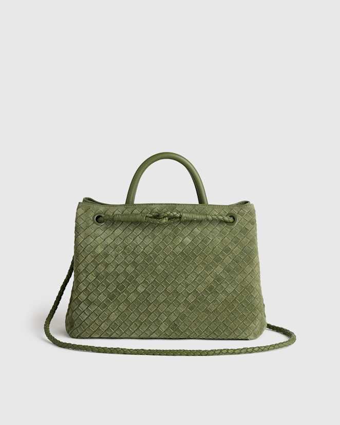 Olive Romy Suede Handwoven Satchel