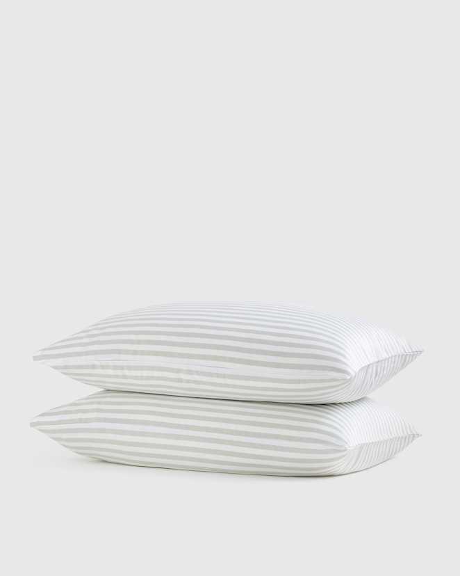Tailored Stripe Mist Bamboo Pillowcase Set