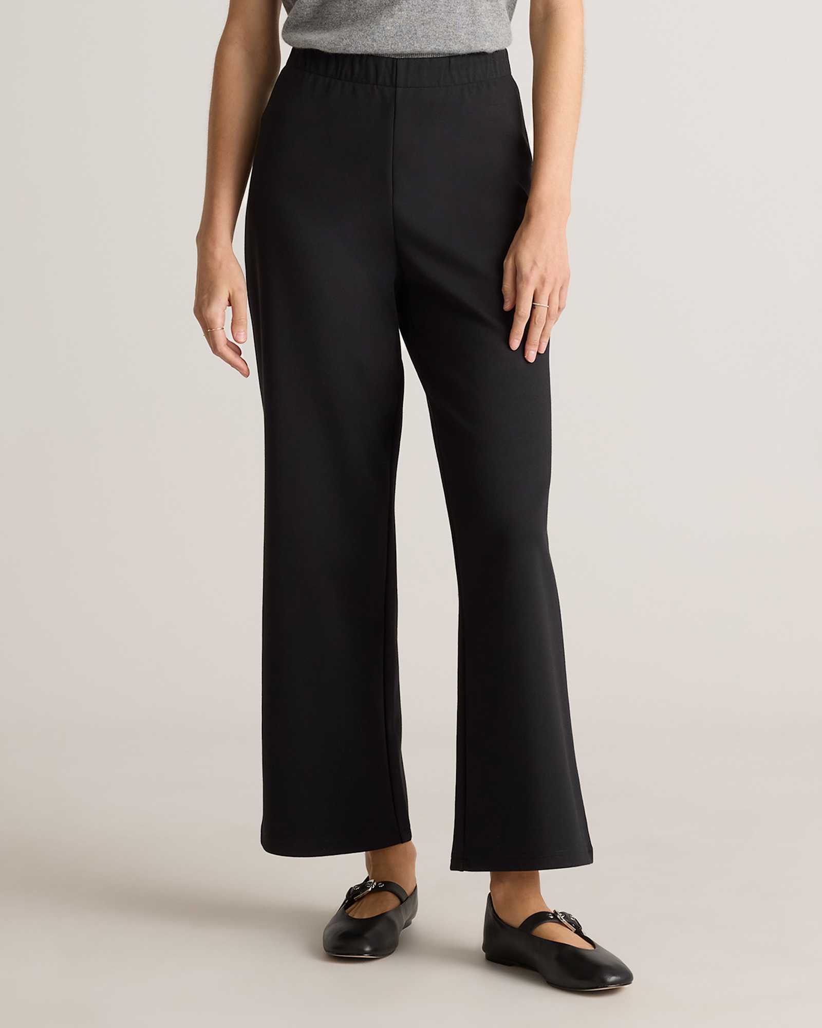 bold-black Organic Cotton Double Knit Wide Leg Pants