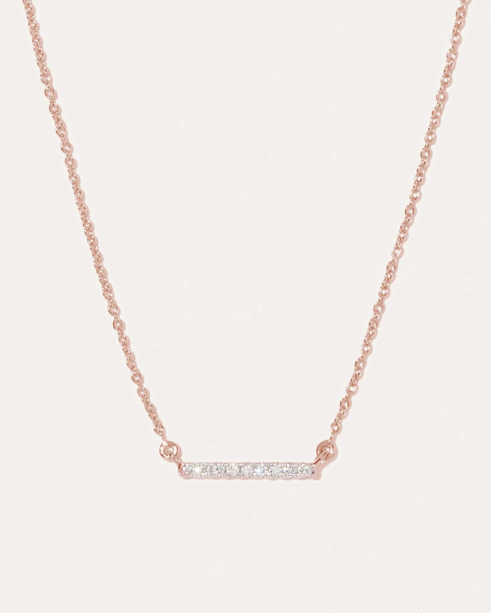Rose Gold 14K Gold Diamond Petite Bar Necklace