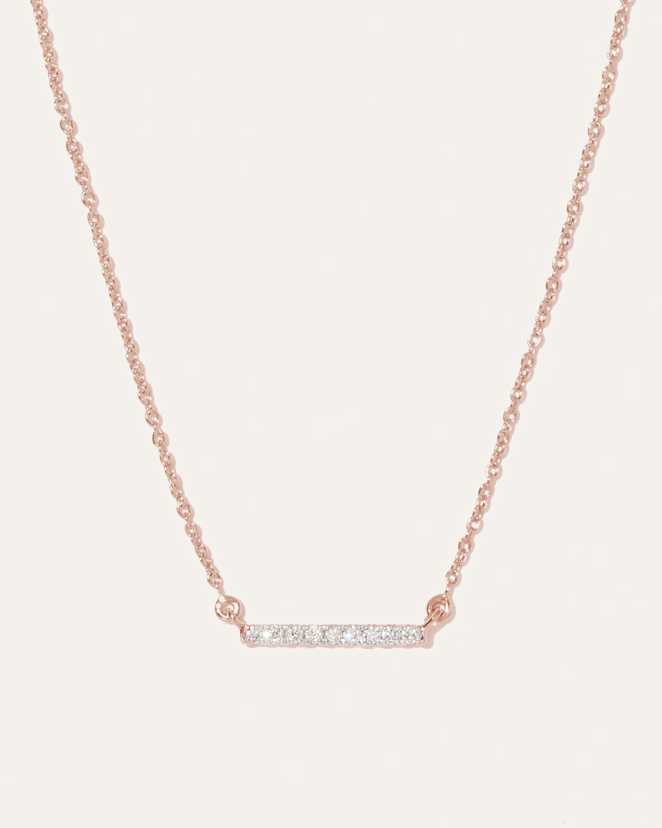 Rose Gold 14K Gold Diamond Petite Bar Necklace