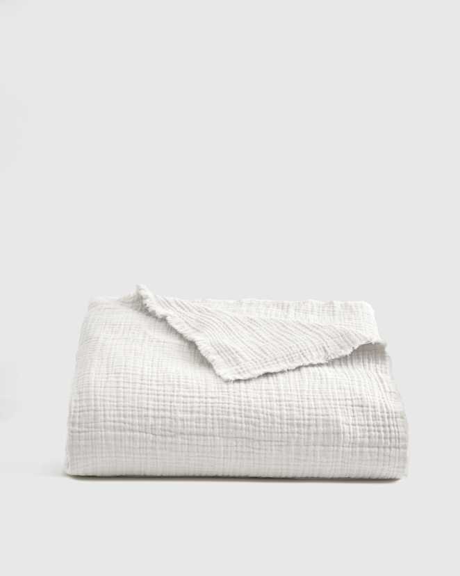 White Organic Airy Gauze Throw