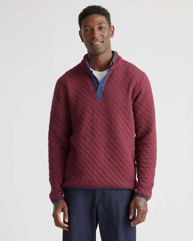 Burgundy/Ivory Reversible Quilted Pullover