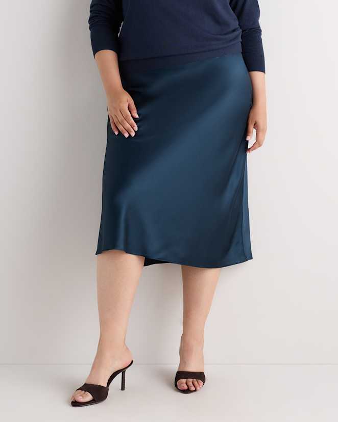 Stratus Blue 100% Washable Silk Skirt