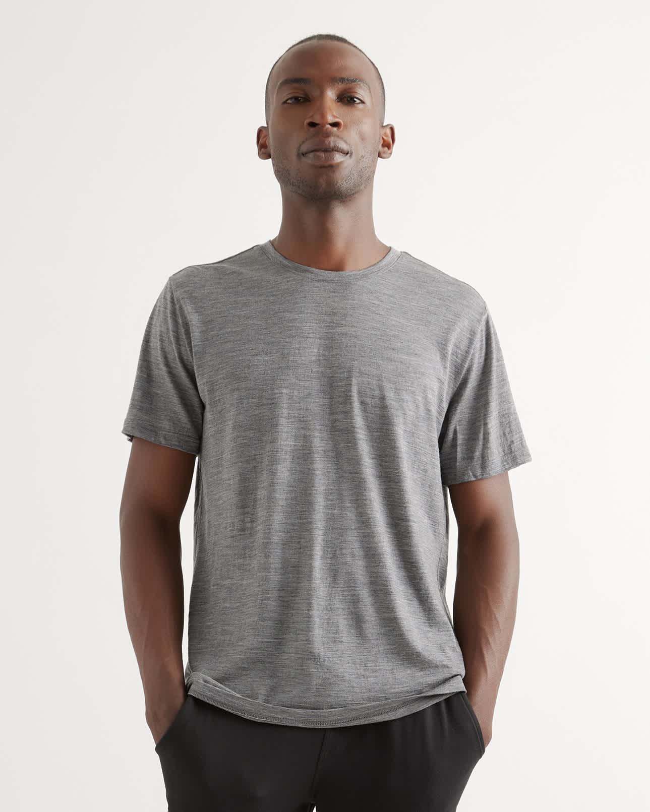 heather-grey 100% Merino Wool All-Season Short Sleeve Base Layer Tee
