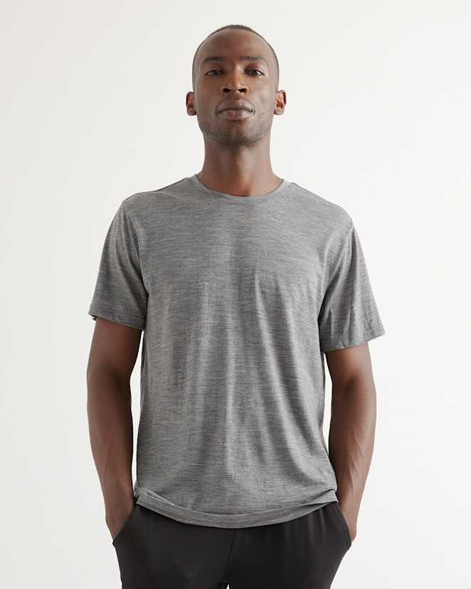 Heather Grey 100% Merino Wool All-Season Short Sleeve Base Layer Tee