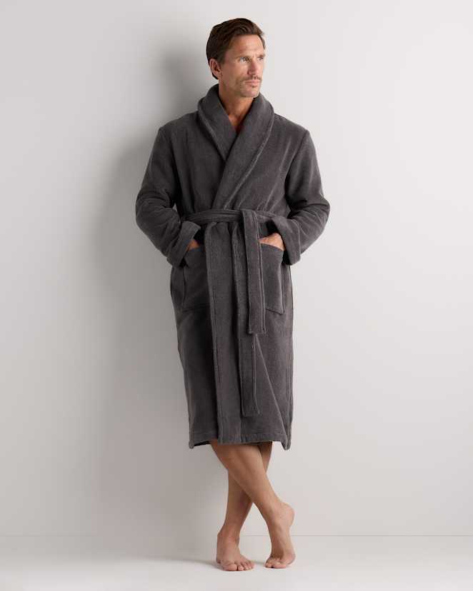 Charcoal Plush Turkish Cotton Terry Robe