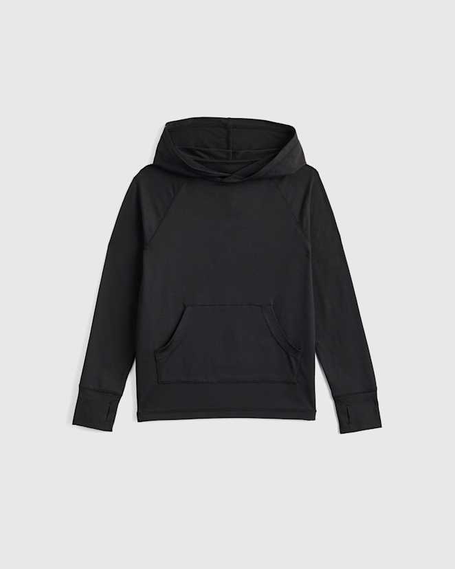 Black Flowknit Pullover Hoodie