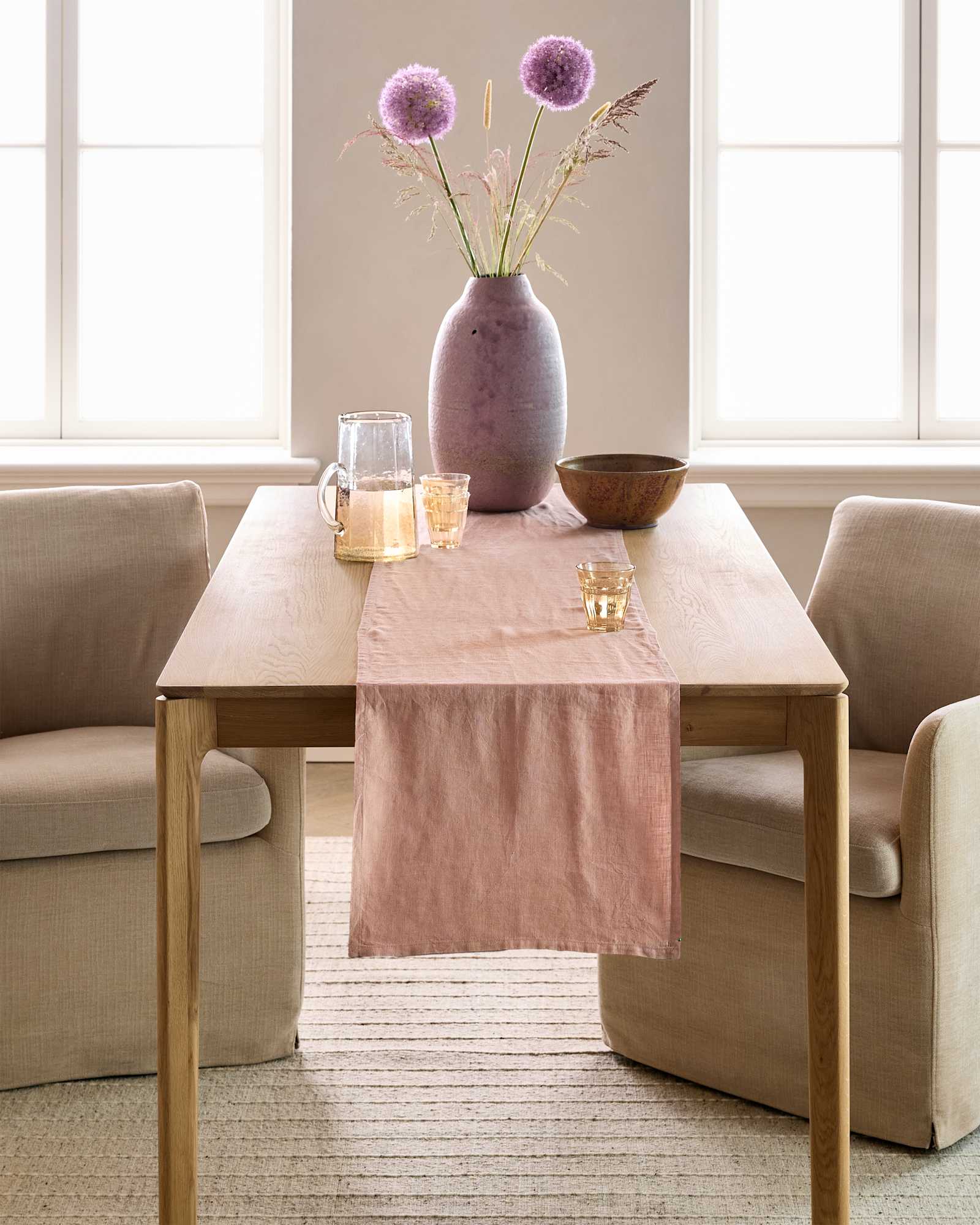 dusty-mauve European Linen Table Runner