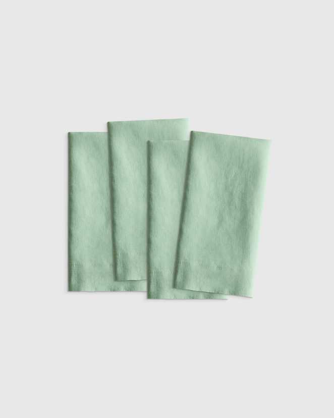 Jade European Linen Wide-Hem Napkins, Set of 4