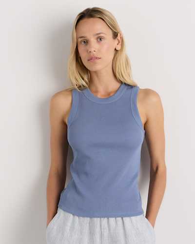 Organic Cotton Micro-Rib Cropped Cutaway Tank