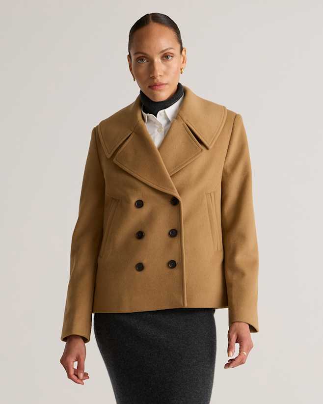 Caramel Italian Wool Short Peacoat