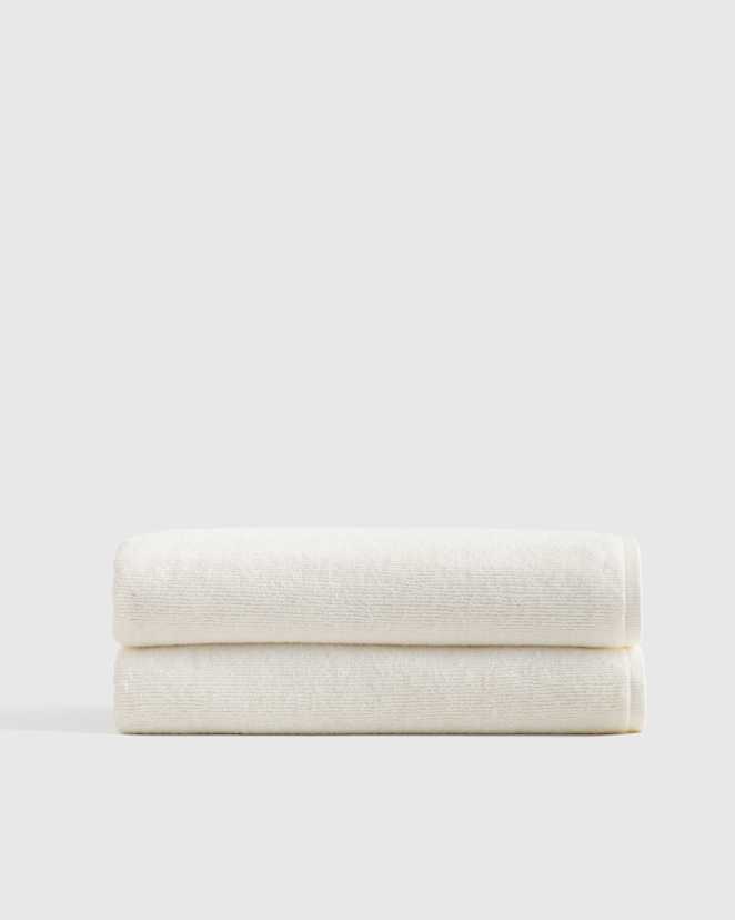 Ivory Turkish Ribbed Quick Dry Bath Sheet (Set of 2)